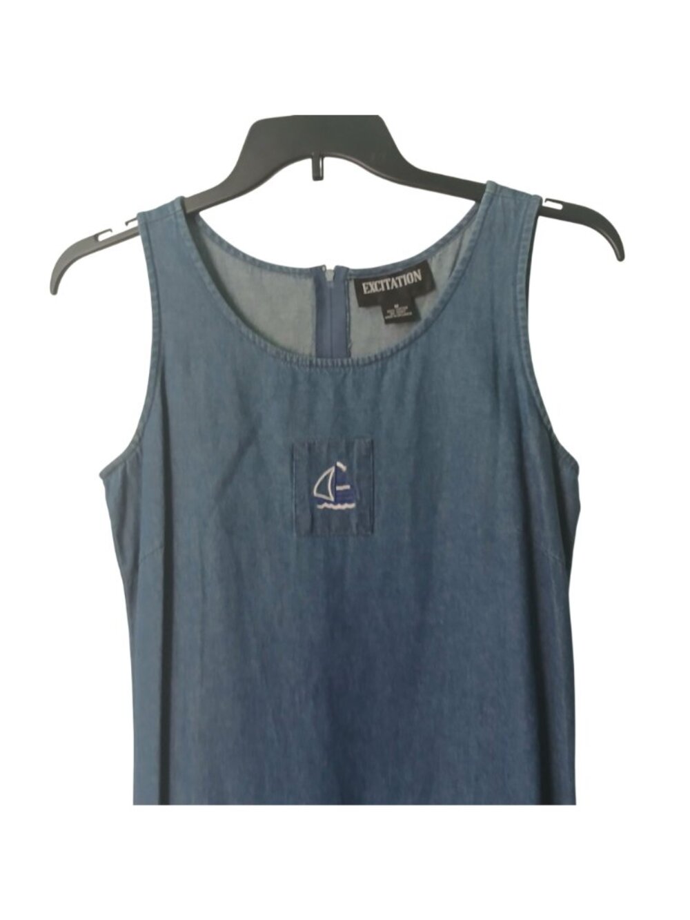 Excitation Womens Sz M Denim 2-Pc Set Sleeveless Back Zipper Dress w/ Jacket C17 - Picture 8 of 12